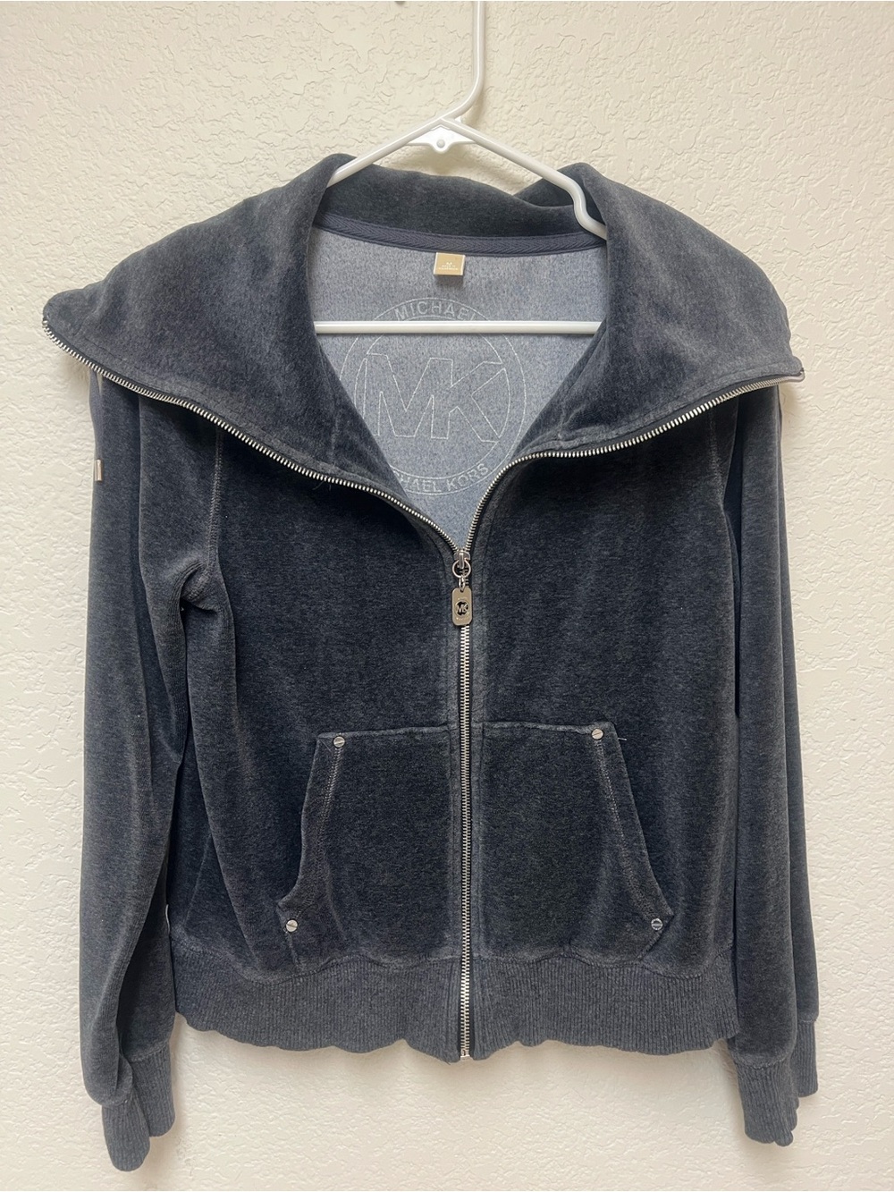 Michael Kors Charcoal Velour Zip Women’s Jacket
